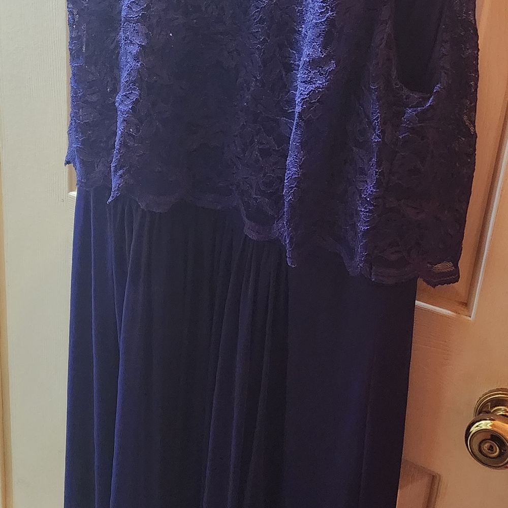 Elegant Lace Overlay Dress in Navy